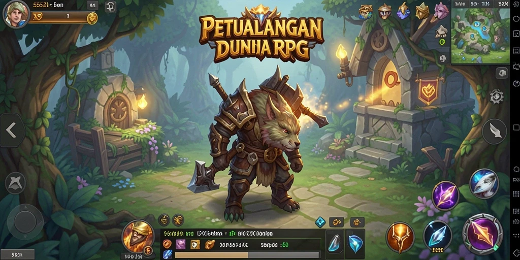 Tangkapan layar gameplay 555ZK menampilkan aksi pertarungan yang epik di dunia RPG.