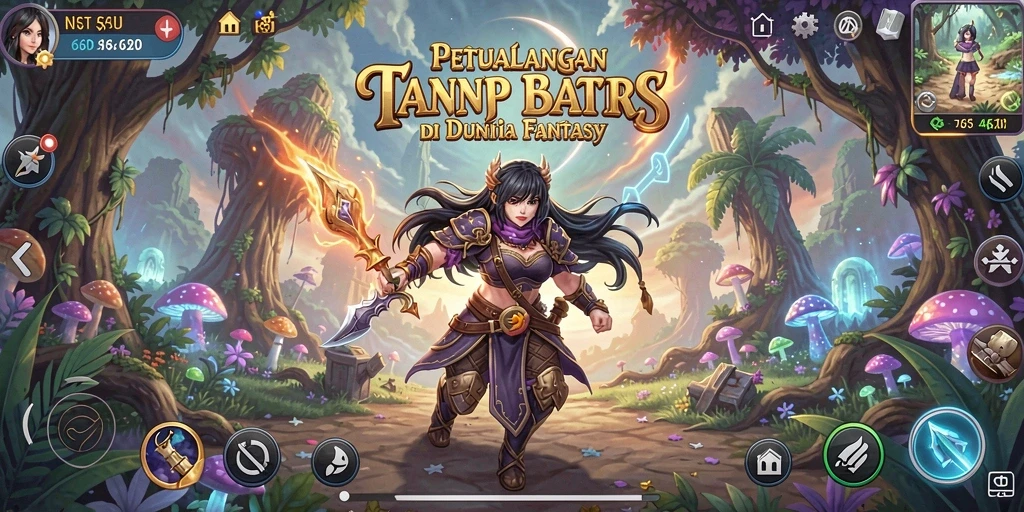Screenshot gameplay 66D menampilkan pertarungan seru di arena fantastis.