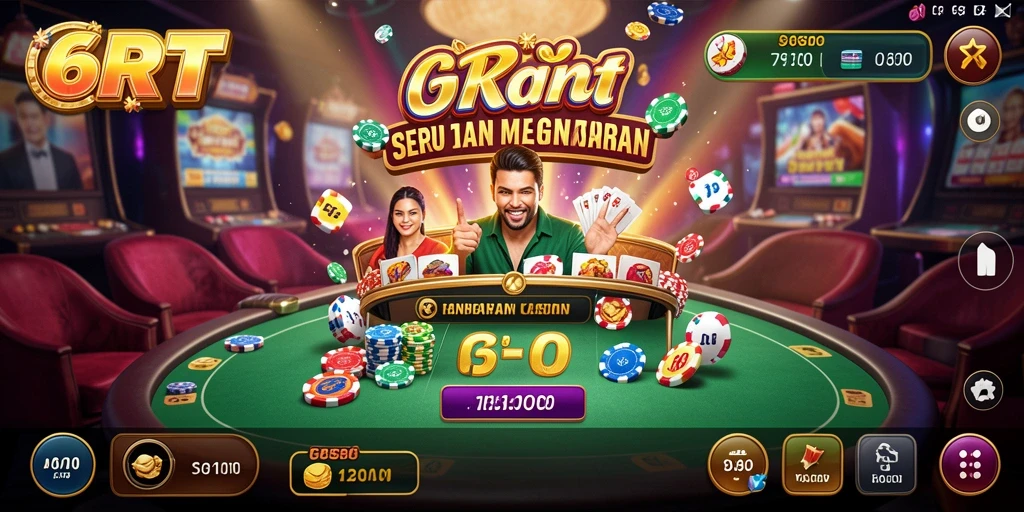 Tampilan menarik aplikasi 6RT dengan gameplay kasino yang menawan.