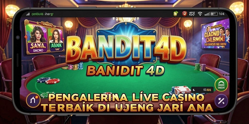 Screenshot BANDIT4D menampilkan dealer profesional dalam permainan Live Casino.