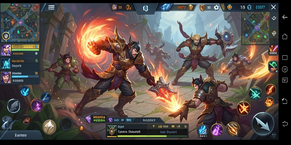 Screenshot gameplay <strong>C0077</strong> menampilkan pertarungan intens antar tim MOBA.