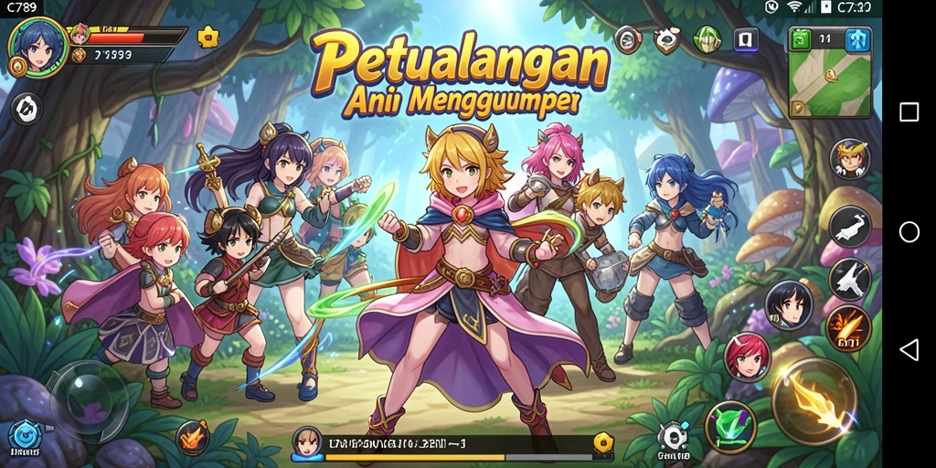 Skrinsut C789 menampilkan karakter Anime dalam aksi seru.