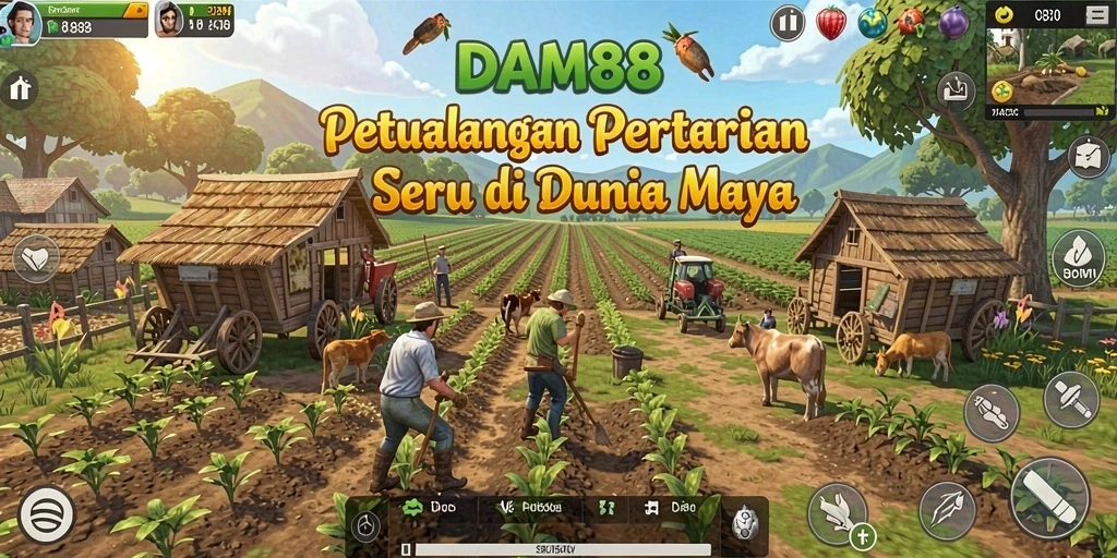Tampilan gameplay seru di dunia pertanian virtual.