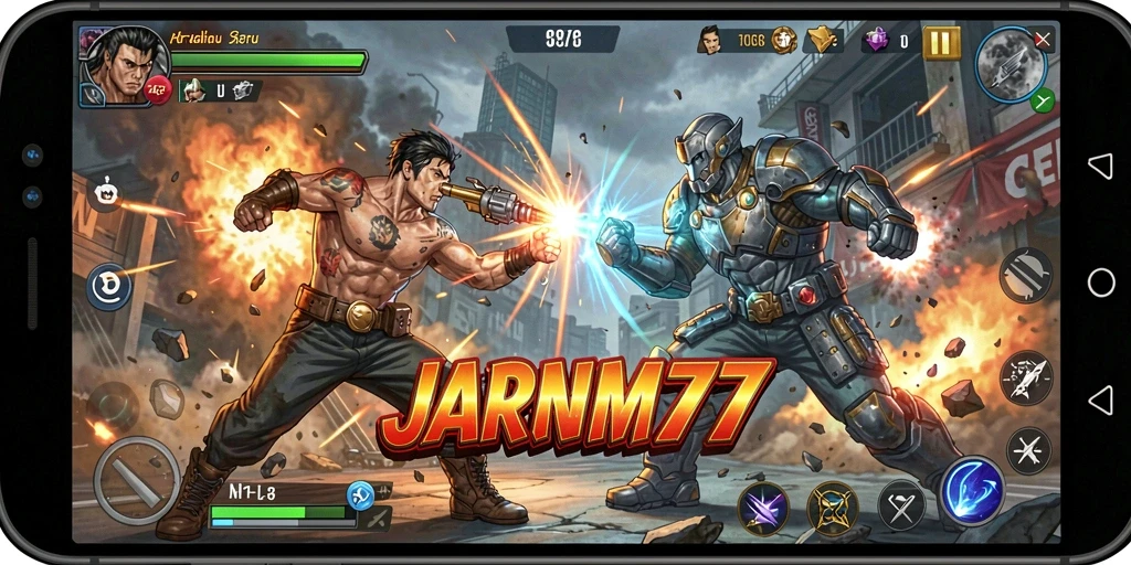 Tampilan aksi mendebarkan dalam pertarungan JARUM77.