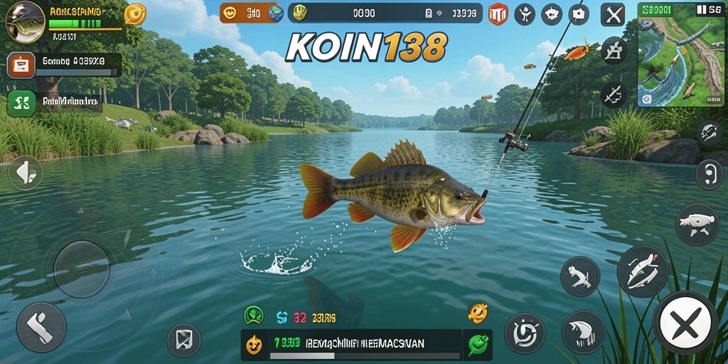 Tampilan menakjubkan dari gameplay KOIN138 saat menangkap ikan.