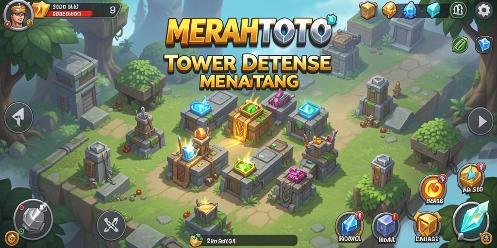 Tampilan gameplay seru dari MERAHTOTO yang menampilkan pertahanan tower yang kuat.