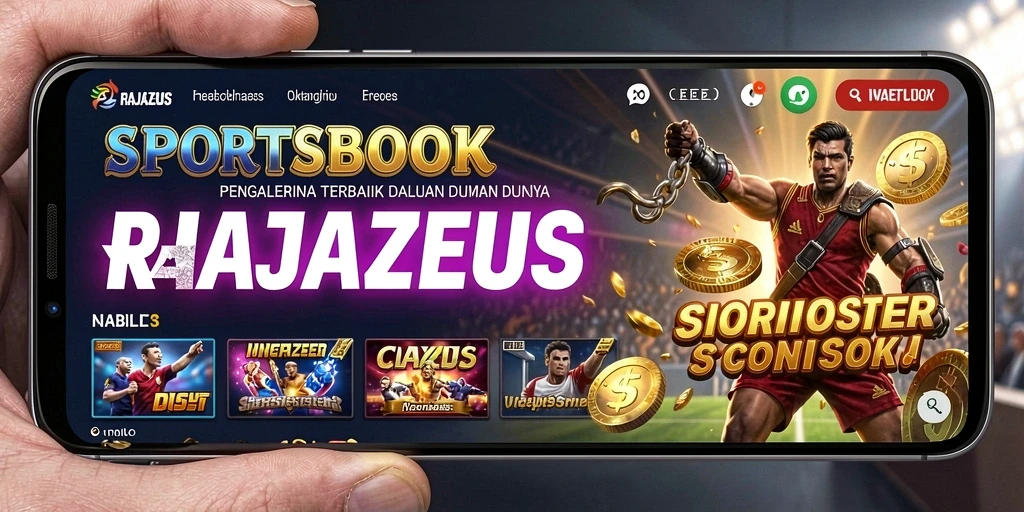 Screenshot gameplay RAJAZEUS menampilkan taruhan langsung dan statistik pertandingan.