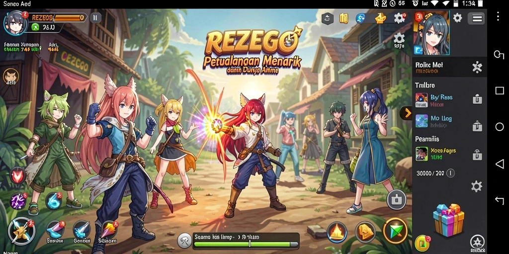 Tangkapan layar yang menunjukkan aksi pertarungan seru dalam REZEGO.