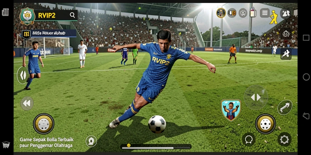 Tampilan gameplay menarik dari RVIP2 dengan aksi sepak bola seru.
