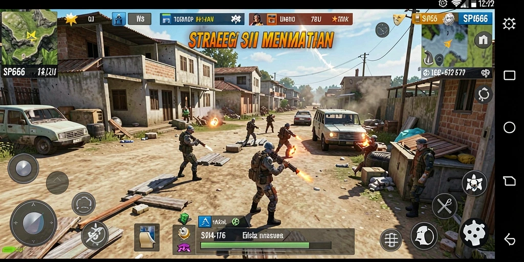Screenshot gameplay SP666 menunjukkan pertempuran strategi yang intens.