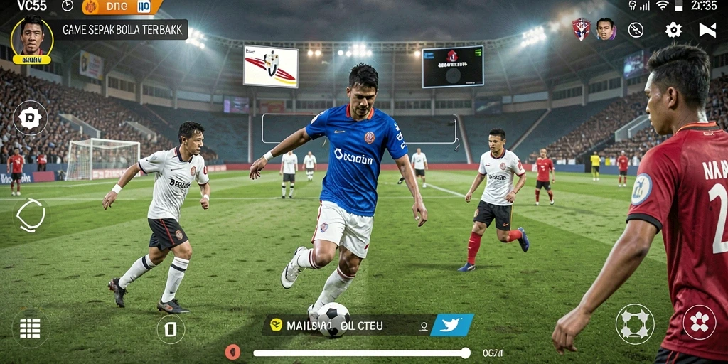 Tampilan gameplay mendebarkan dari VC55 dengan aksi sepak bola yang realistis.